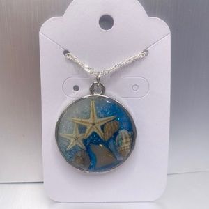 11 inch Silver Beachy Nautical starfish Necklace, Handmade Mini Sea Jewelry REAL